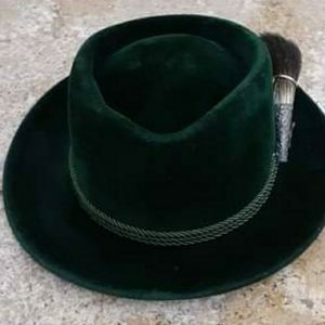 Vintage Authentic Men's German Fedora wool felt hat. Bavarian Velour.